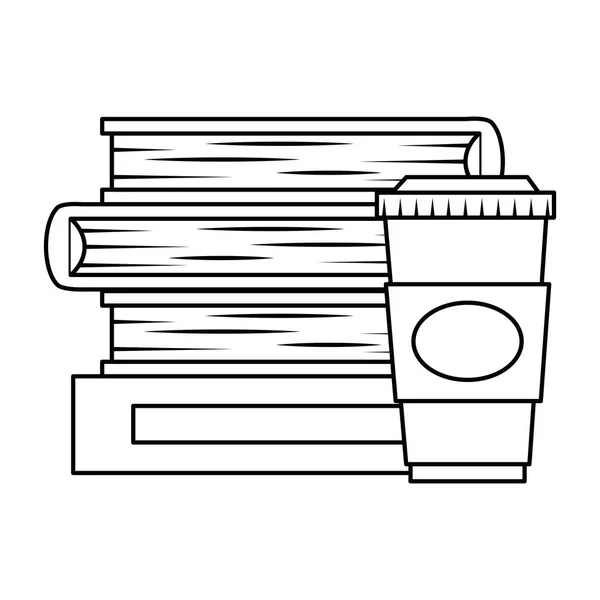Stos książek tekstowych z napoju kawowego — Wektor stockowy