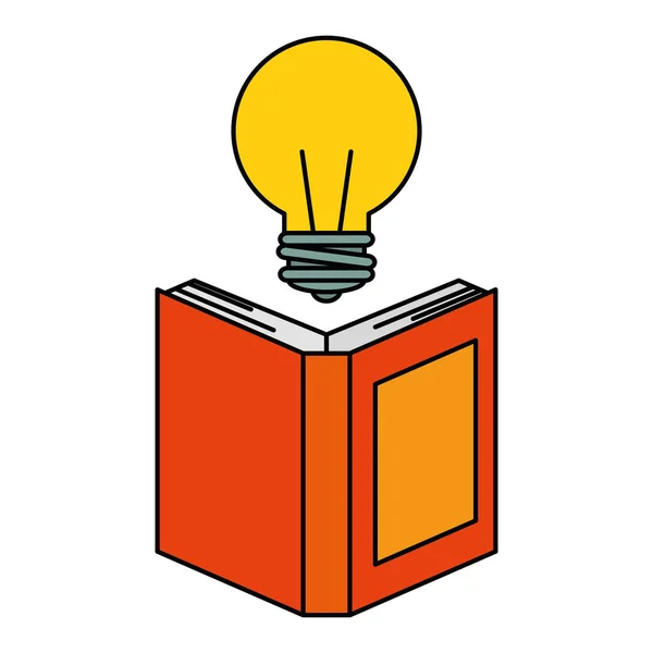 Livro de texto com lâmpada — Vetor de Stock