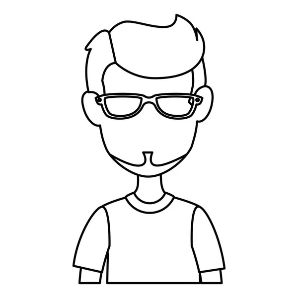 戴眼镜的年轻人头像字符 — 图库矢量图片