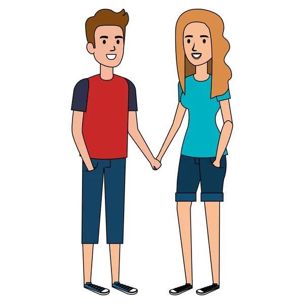 Jeune couple avatars personnages — Image vectorielle