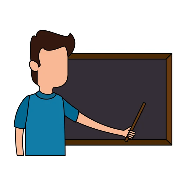 Man met schoolbord karakter onderwijs — Stockvector