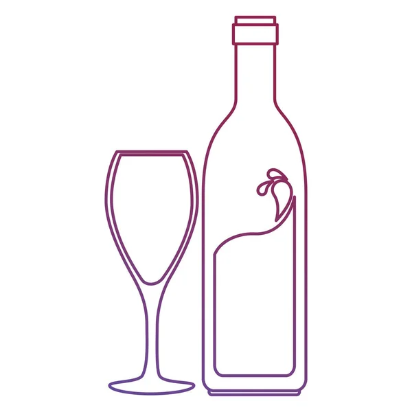 Vinflaska siluett med kopp — Stock vektor