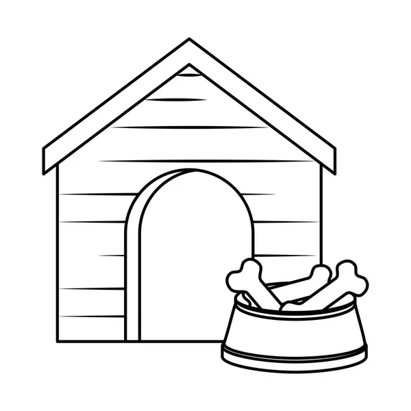 Ξύλινο σπίτι κατοικίδιο ζώο με κόκαλα πιάτων — Διανυσματικό Αρχείο