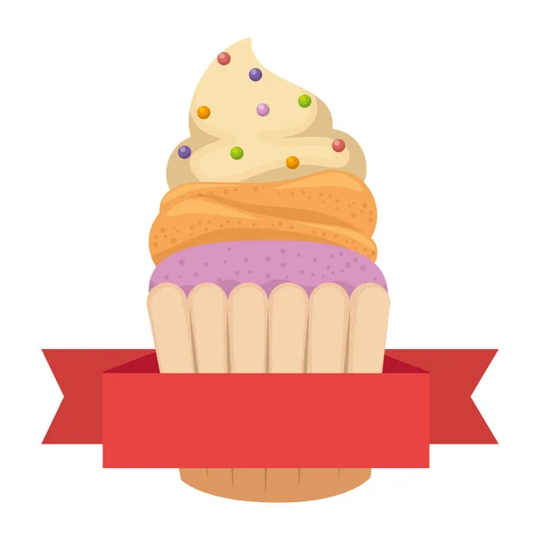 带丝带的甜纸杯蛋糕糕点 — 图库矢量图片