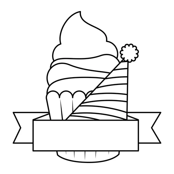 Pastelito dulce con sombrero de fiesta — Vector de stock