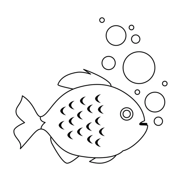 Söt prydnads fisk med luftbubblor — Stock vektor