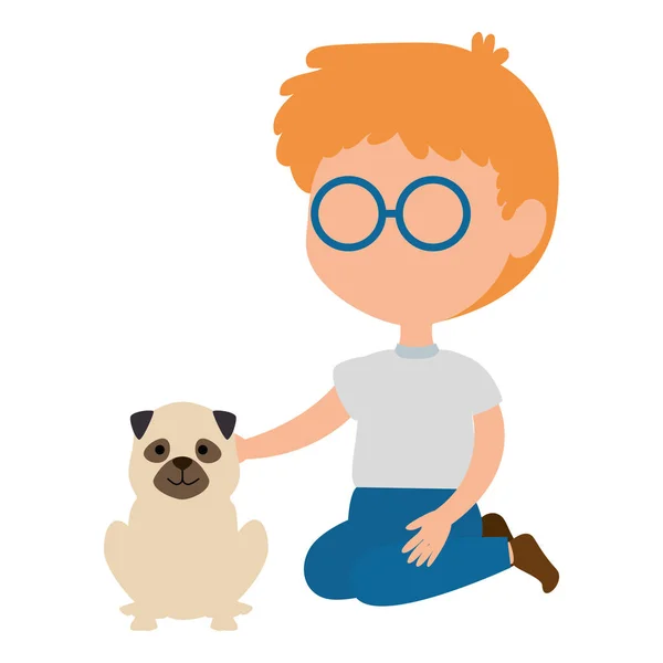 小男孩与狗的性格 — 图库矢量图片