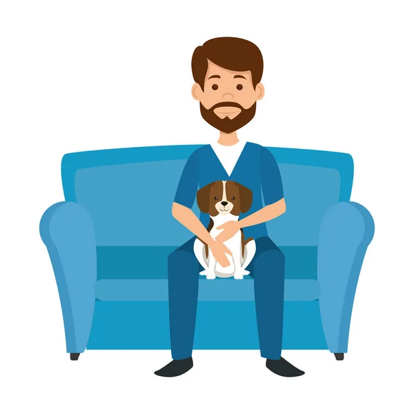 Veterinario médico en silla con carácter avatar perro — Archivo Imágenes Vectoriales