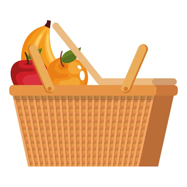 Picnic basket with fruits — Stok Vektör