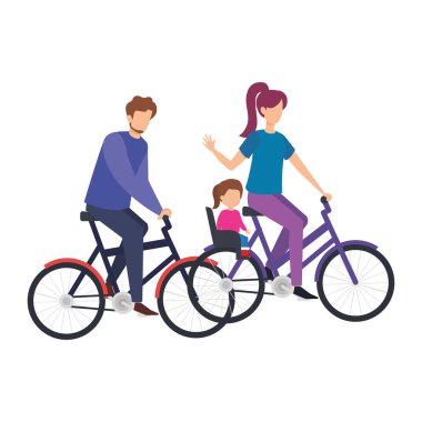 Anne iki kızı ile bisiklet içinde