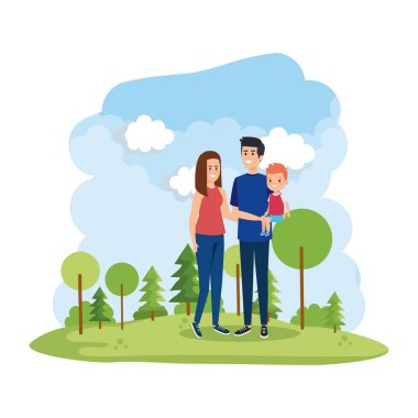 park sahnesinde oğlu ile anne çift