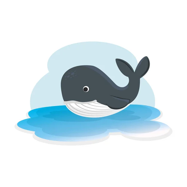 Ballena linda en el carácter del océano — Vector de stock