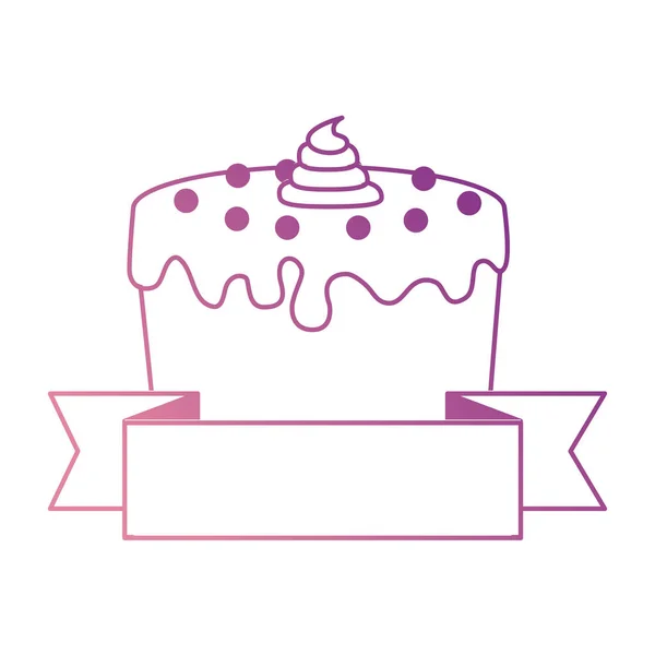 Γλυκό και νόστιμο κέικ με κορδέλα — Διανυσματικό Αρχείο
