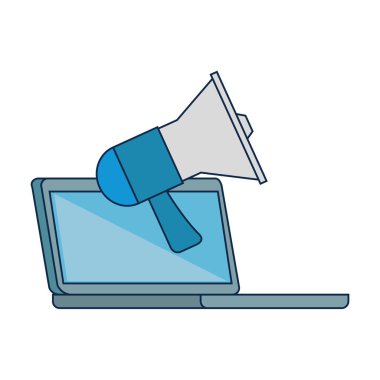 bilgisayar dizüstü megafon ile