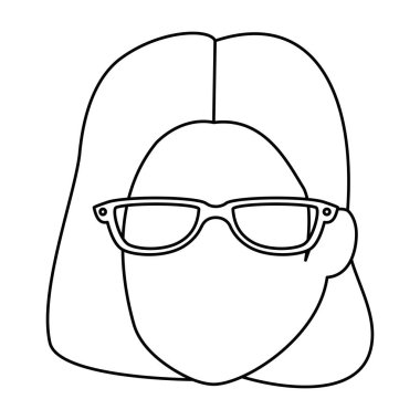 gözlük kafa karakteri ile güzel ve genç kadın