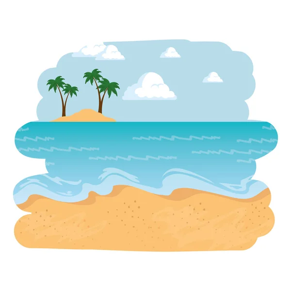 Plaj deniz manzarası sahne simgesi — Stok Vektör