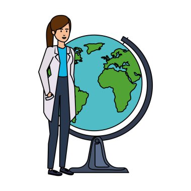 dünya gezegeni ile profesyonel kadın doktor