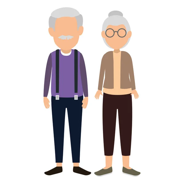 Bonito avós casal avatares personagens —  Vetores de Stock