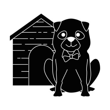 ahşap ev karakteri ile sevimli köpek ırkı