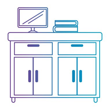 bilgisayar ve kitap ile ofis ahşap çekmece