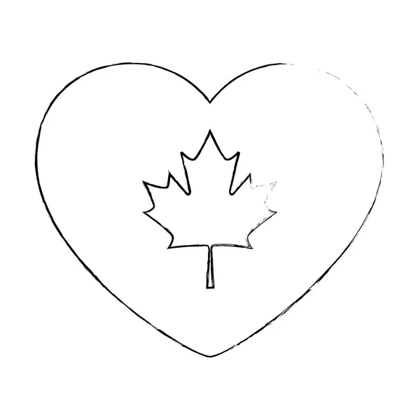 Emblema de la bandera de Canadá corazón — Archivo Imágenes Vectoriales