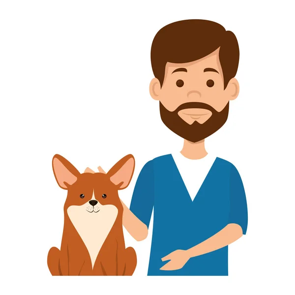 Veterinaire arts met hond avatar karakter — Stockvector