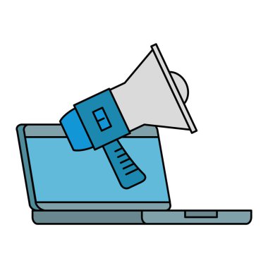 bilgisayar dizüstü megafon ile