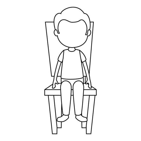 Lindo y pequeño niño en el personaje de la silla — Archivo Imágenes Vectoriales