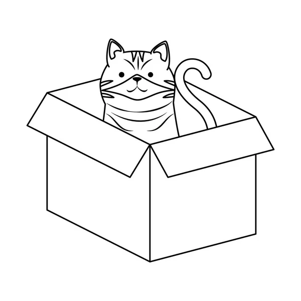 Niedliche Katze Maskottchen im Karton Charakter — Stockvektor