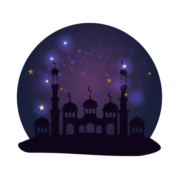 Ramadan kareem château nuit scène — Image vectorielle