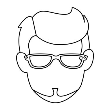 young man avatar head with glasses character