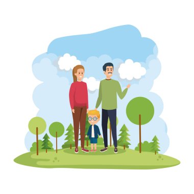 park sahnesinde oğlu ile anne çift