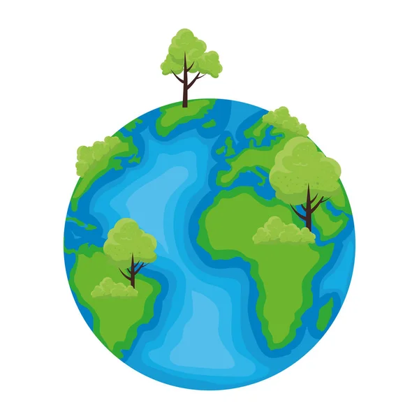 World planet earth with tree plant — Stock Vector