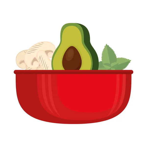 Verduras en tazón de cocina — Vector de stock