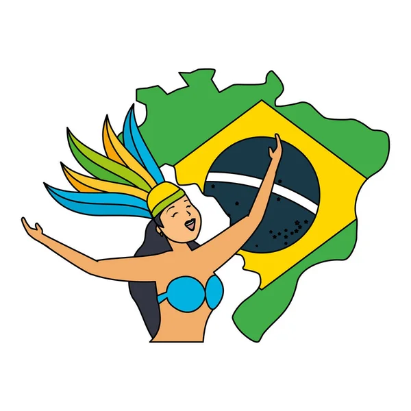 Bailarina carnaval do brasil — Vetor de Stock