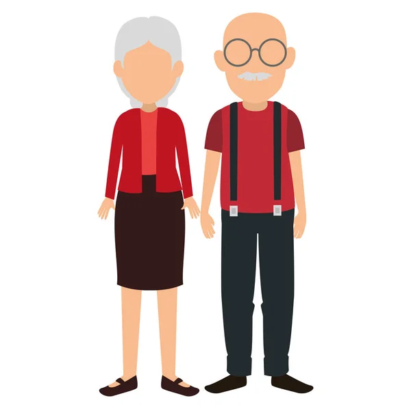 Cute grandparents couple avatars characters — Stock Vector