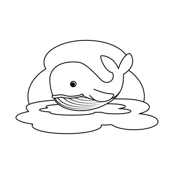 Baleia bonito no personagem oceano — Vetor de Stock