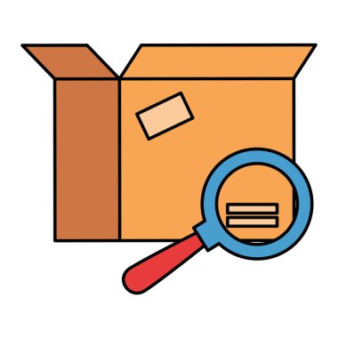 Büyüteç ile kutu karton ambalaj