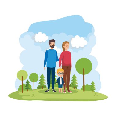 park sahnesinde oğlu ile anne çift