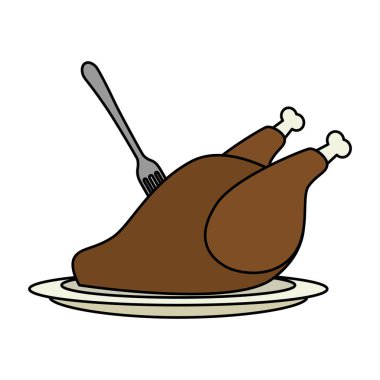 lezzetli tavuk eti ve çatal ile yemek