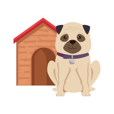 ahşap ev karakteri ile sevimli köpek ırkı