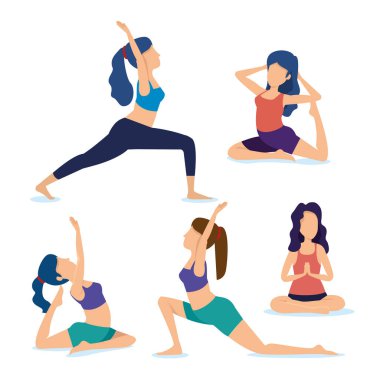 set kadınlar yoga poz uygulama