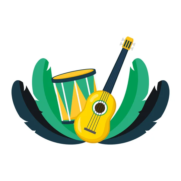 Drum guitar brazil carnival — Stock Vector