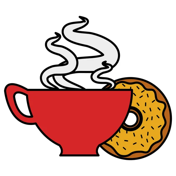 Tasse de café avec beignets sucrés — Image vectorielle
