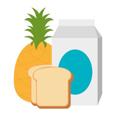 ekmek ve meyve ile süt kutusu