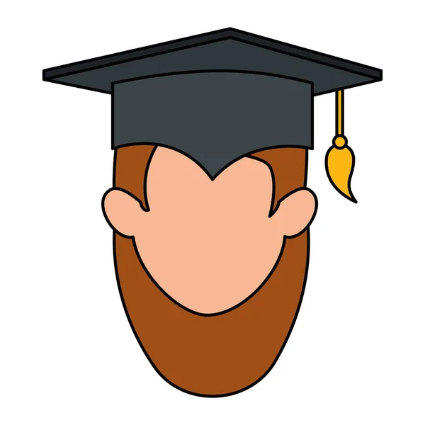 Mujer estudiante graduado cabeza avatar carácter — Vector de stock