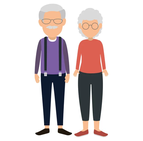 Carino nonni coppia avatar personaggi — Vettoriale Stock