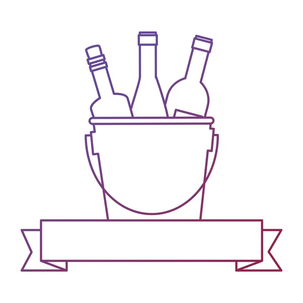 Weinflaschen-Silhouetten im Eimer — Stockvektor