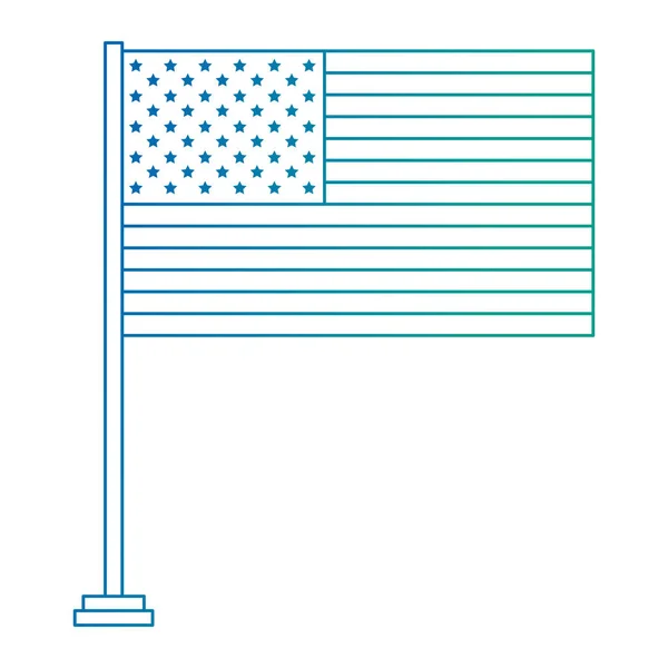 Estados unidos de bandera de América en polo — Vector de stock