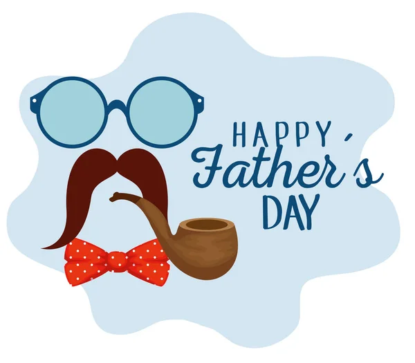 Lunettes avec moustache et pipe à la fête des pères — Image vectorielle